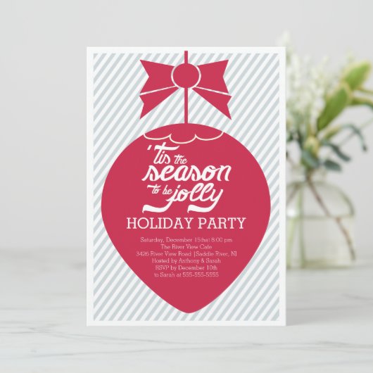 レトロのクリスマスのオーナメントの休日のパーティの招待状 招待状 (スタンド正面)