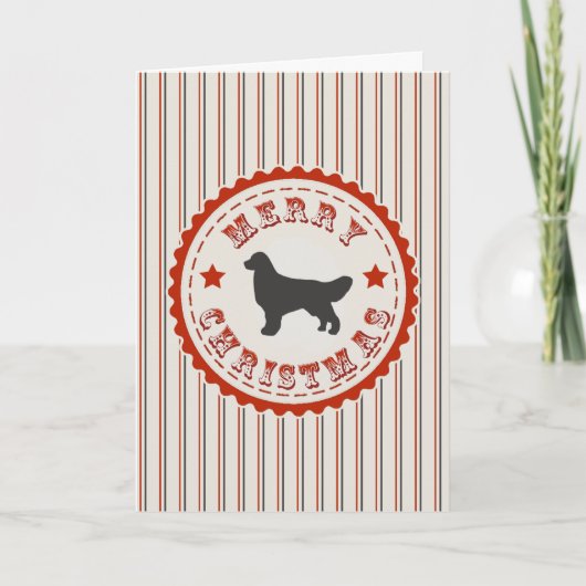 レトロのクリスマスのゴールデン・リトリーバー シーズンカード (正面)