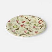 レトロのクリスマスのスケッチの継ぎ目が無いパターン ペーパープレート (アングル)