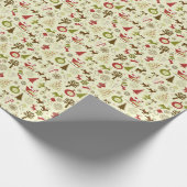 レトロのクリスマスのスケッチの継ぎ目が無いパターン ラッピングペーパー (角)