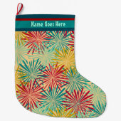 レトロのクリスマスのチンサルのポンポン(パーソナライズな) ラージクリスマスストッキング (正面)