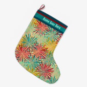 レトロのクリスマスのチンサルのポンポン(パーソナライズな) ラージクリスマスストッキング (正面 (吊り時))