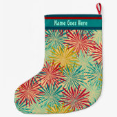 レトロのクリスマスのチンサルのポンポン(パーソナライズな) ラージクリスマスストッキング (裏面)
