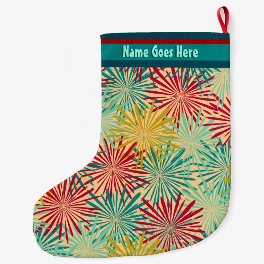 レトロのクリスマスのチンサルのポンポン(パーソナライズな) ラージクリスマスストッキング (裏面)