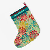 レトロのクリスマスのチンサルのポンポン(パーソナライズな) ラージクリスマスストッキング (裏面 (吊り時))