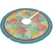 レトロのクリスマスのチンサルのポンポン(熱帯色) フリース ツリースカート (アングル)