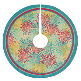 レトロのクリスマスのチンサルのポンポン(熱帯色) フリース ツリースカート