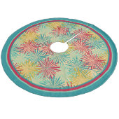 レトロのクリスマスのチンサルのポンポン(熱帯色) フリース ツリースカート (アングル)