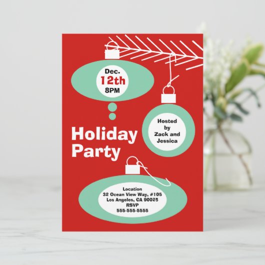 レトロのクリスマスのパーティの招待状 招待状 (スタンド正面)