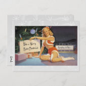 レトロのクリスマスのピンナップ シーズンポストカード (正面/裏面)