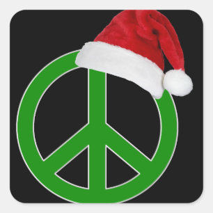 レトロのクリスマスのピースサイン スクエアシール
