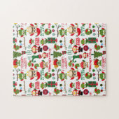 レトロのクリスマスのフクロウパターン ジグソーパズル (横)