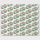 レトロのクリスマスのプードル ラッピングペーパー