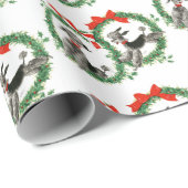 レトロのクリスマスのプードル ラッピングペーパー