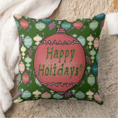 レトロのクリスマスのリロード-濃緑色のパステル クッション (ブランケット)