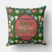 レトロのクリスマスのリロード-濃緑色のパステル クッション (裏面)