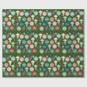 レトロのクリスマスのリロード-濃緑色のパステル ラッピングペーパー (フラット)