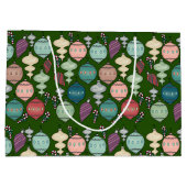 レトロのクリスマスのリロード-濃緑色のパステル ラージペーパーバッグ (裏面)