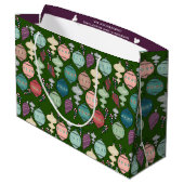 レトロのクリスマスのリロード-濃緑色のパステル ラージペーパーバッグ (裏面アングル)