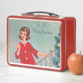 レトロのクリスマスの姉妹の休日 メタルランチボックス (インサイチュ)