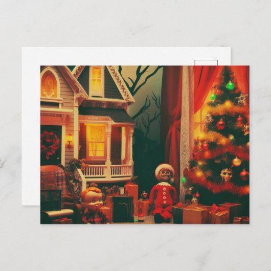 レトロのクリスマスの恐怖 ポストカード (正面/裏面)