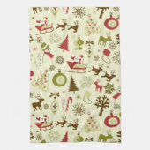 レトロのクリスマスの球根パターン台所タオル キッチンタオル (縦)