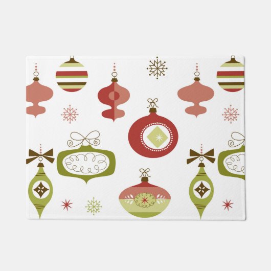 レトロのクリスマスオーナメントのセット ドアマット (正面)