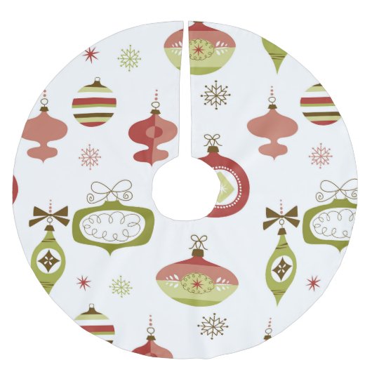 レトロのクリスマスオーナメントのセット ブラッシュドポリエステルツリースカート (正面)