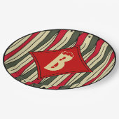 レトロのクリスマスカラーの弦美術モノグラムの ペーパープレート (アングル)