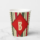 レトロのクリスマスカラーの文字列アートモノグラムの- 紙コップ (裏面)
