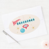 レトロのクリスマスグリーティングシール 楕円形シール (封筒)