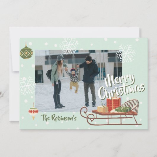 レトロのクリスマスソリー冬の懐かしさと写真 シーズンカード (正面)