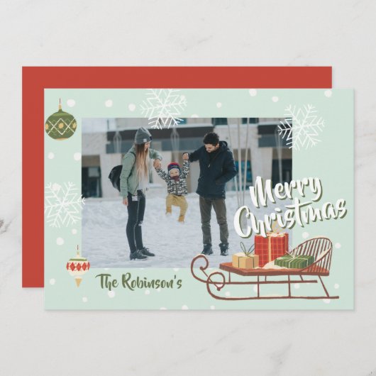 レトロのクリスマスソリー冬の懐かしさと写真 シーズンカード (正面/裏面)