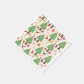 レトロのクリスマスツリーと平和のサインのパターン スタンダードカクテルナプキン (角)