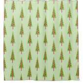 レトロのクリスマスツリーのシャワー・カーテン シャワーカーテン (正面)