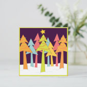 レトロのクリスマスツリーの休日のパーティ 招待状 (スタンド正面)