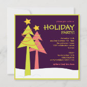 レトロのクリスマスツリーの休日のパーティ 招待状 (裏面)