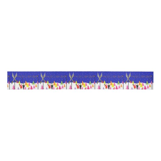 レトロのクリスマスツリーの農場のギフトのリボン グログランリボン (正面)