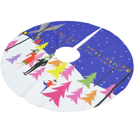 レトロのクリスマスツリーの農場のクリスマスツリーのスカート ブラッシュドポリエステルツリースカート (アングル)