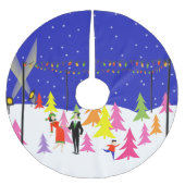 レトロのクリスマスツリーの農場のクリスマスツリーのスカート ブラッシュドポリエステルツリースカート (正面)