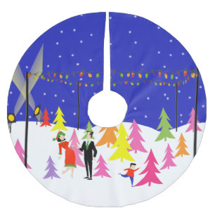 レトロのクリスマスツリーの農場のクリスマスツリーのスカート ブラッシュドポリエステルツリースカート