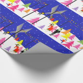 レトロのクリスマスツリーの農場の包装紙 ラッピングペーパー (角)