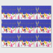 レトロのクリスマスツリーの農場の包装紙 ラッピングペーパー (フラット)