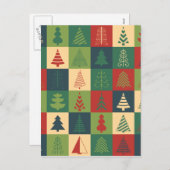 レトロのクリスマスツリーパターン シーズンポストカード (正面/裏面)