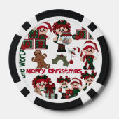 レトロのクリスマスドール模様 ポーカーチップ (裏面)
