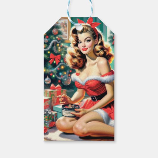 レトロのクリスマス ギフトタグ (正面)