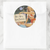 レトロのクリスマス ラウンドシール (バッグ)