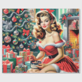 レトロのクリスマス ラッピングペーパー (フラット)