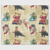 レトロのクリスマス ラッピングペーパー (フラット)