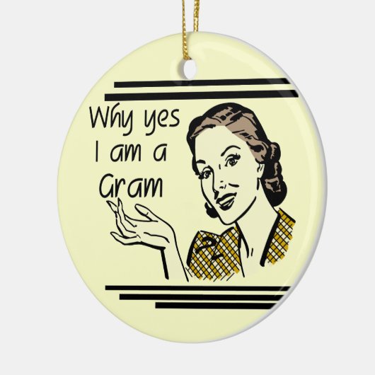 レトロのグラムのTシャツおよびギフト セラミックオーナメント (左)